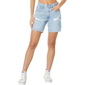 Levi’s Women’s 501 Mid Thigh Shorts(Medium Indigo Destructed/Indigo)