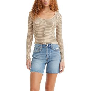 Levi’s Women’s Britt Snap Front Top (Also Available in Plus)((New) Bikini Blue Stripe Frappe)