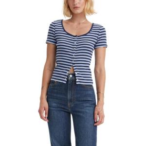 Levi’s Women’s Britt Snap Front Top (Also Available in Plus)((New) Fruity Stripe Naval Academy)