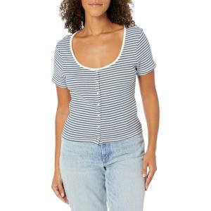 Levi’s Women’s Britt Snap Front Top (Also Available in Plus)(Sade Stripe Cloud Dancer)