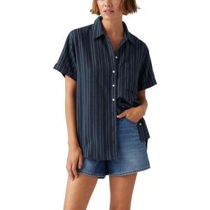 Levi’s Women’s Darlene Short-Sleeve Shirt(Shin Beach Stripe Navy Blazer)