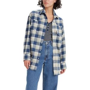 Levi’s Women’s Dylan Relaxed Western Shirt (Also Available in Plus)(Kelsey Plaid Sargasso Sea)