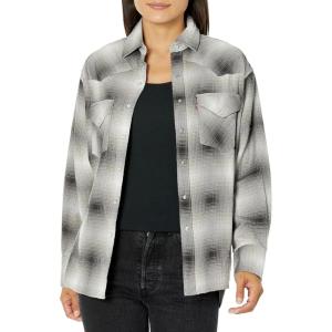 Levi’s Women’s Dylan Relaxed Western Shirt (Standard and Plus)(Valentina Plaid Cloud Dancer)
