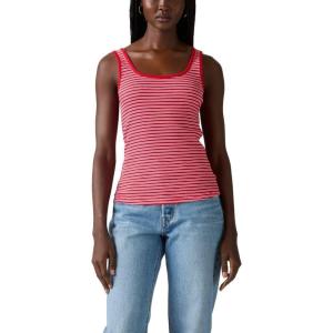 Levi’s Women’s Essential Rib Tank(Saddle Stripe True Red)