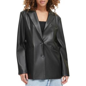 Levi’s Women’s Faux Leather Single Breasted Blazer(Black)
