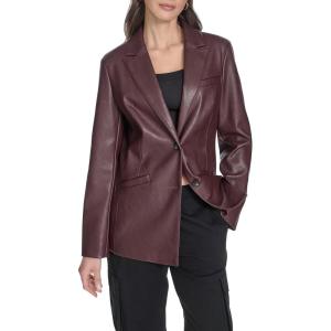 Levi’s Women’s Faux Leather Single Breasted Blazer(Oxblood)