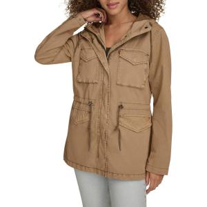 Levi’s Women’s Four Pocket Hooded Military Jacket(Camel Cotton)
