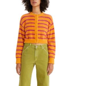 Levi’s Women’s Fuzzy Sweater((New) Fuzzy Wuzzy Stripe Apricot Stripe)