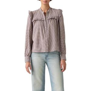 Levi’s Women’s Gianna Long Sleeve Blouse((New) Ceicil Micro Check Tawny Port)
