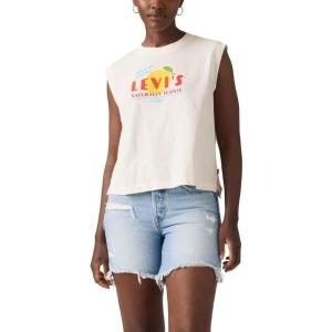 Levi’s Women’s Graphic Boxy Tank((New) Lemon Cursive Egret)