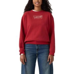 Levi’s Women’s Graphic Everyday Crew (Also Available in Plus)(Batwing Iridescent Rhinestone Rhythmic Red)