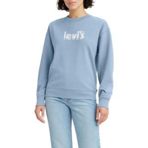 Levi’s Women’s Graphic Standard Crewneck Sweatshirt(Poster Logo Crystal Blue)