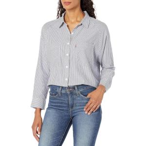 Levi’s Women’s Harrison Raglan Shirt (Standard and Plus)(Persephone Stripe Crown Blue)