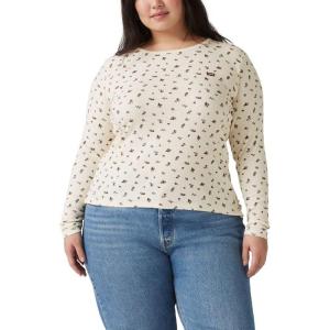 Levi’s Womens Hayes Long-Sleeve T-Shirt (Also Available in Plus)(Sigrid Ditsy Egret)