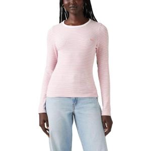 Levi’s Women’s Hayes Long-Sleeve Tee (Also Available in Plus)(Saddle Stripe Bright White)
