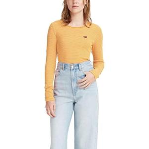 Levi’s Womens Honey Long Sleeve Shirt (Standard and Plus)(Pecan Stripe Old Gold – Yellow)