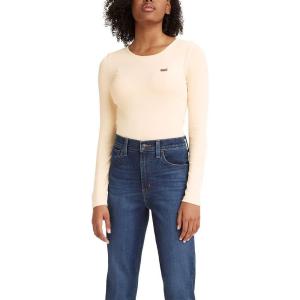 Levi’s Womens Honey Long Sleeve Shirt (Standard and Plus)(Pecan Stripe Peach Puree – Red)