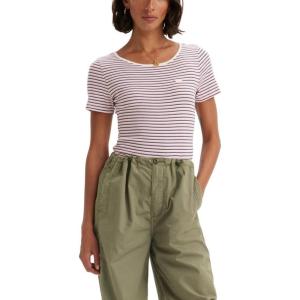 Levi’s Womens Honey Short Sleeve Shirt((New) Julip Stripe Naval Academy)
