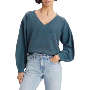 Levi’s Women’s Long Sleeve Flower Sweater(Marled Yarn Caviar and Gibralter Sea)
