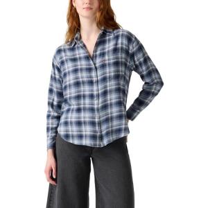 Levi’s Women’s Lucas Flannel Long Sleeve Shirt(Andie Plaid Egret (Flannel))