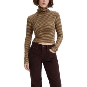 Levi’s Women’s Moon Rib Turtleneck (Also Available in Plus)(A Plus Stripe Chai Tea)