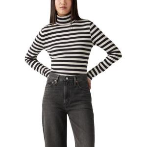 Levi’s Women’s Moon Rib Turtleneck (Also Available in Plus)(Neptune Stripe Caviar)