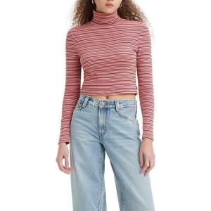 Levi’s Women’s Moon Rib Turtleneck (Also Available in Plus)(Plato Stripe Italian Rose)