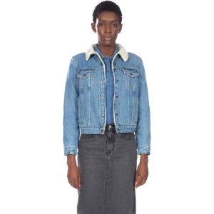 Levi’s Women’s Original Sherpa Trucker Jackets (Standard and Plus)(Divided Blue)