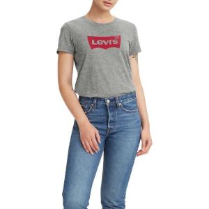 Levi’s Women’s Perfect Crewneck Tee Shirt (Also Available in Plus)(Core Housemark Smokestack Heather)