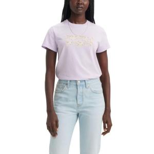 Levi’s Women’s Perfect Crewneck Tee Shirt (Also Available in Plus)(Janeesah Floral Lavender Blue)