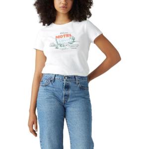 Levi’s Women’s Perfect Crewneck Tee Shirt (Also Available in Plus)(Motel Bright White)