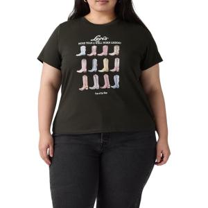 Levi’s Women’s Perfect Crewneck Tee Shirt (Also Available in Plus)((New) All the Boots Pirate Black)