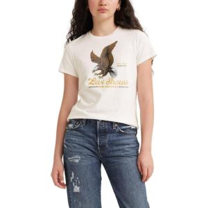 Levi’s Women’s Perfect Crewneck Tee Shirt (Also Available in Plus)((New) American Eagle Egret)