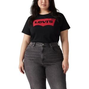 Levi’s Women’s Perfect Crewneck Tee Shirt (Also Available in Plus)((New) Batwing Jet Black)