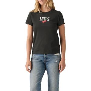 Levi’s Women’s Perfect Crewneck Tee Shirt (Also Available in Plus)((New) Disco Cherries Pirate Black)