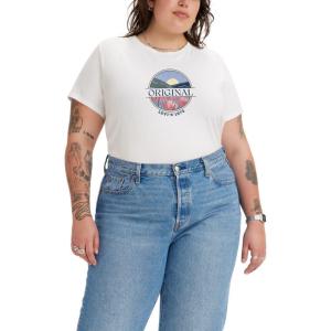 Levi’s Women’s Perfect Crewneck Tee Shirt (Also Available in Plus)((New) Original Poppy Fields Cloud Dancer)
