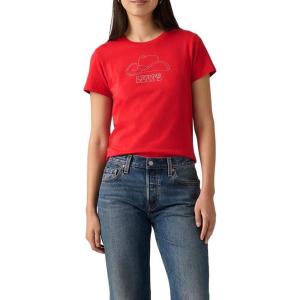 Levi’s Women’s Perfect Crewneck Tee Shirt (Also Available in Plus)((New) Rhinestone Cowboy Hat Urban Red)