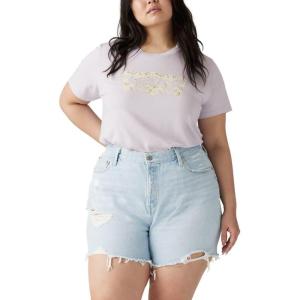 Levi’s Women’s Perfect Crewneck Tee Shirt (Also Available in Plus)(Pl Orange Sunset Postcard Cloud Dancer)