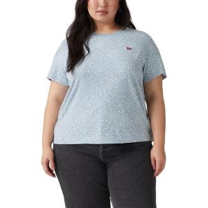 Levi’s Women’s Perfect Crewneck Tee Shirt (Also Available in Plus)(Scattered Floral Dusty Blue)