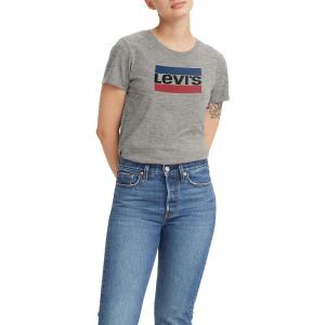 Levi’s Women’s Perfect Crewneck Tee Shirt (Also Available in Plus)(Sportswear Logo Smokestack Heather)