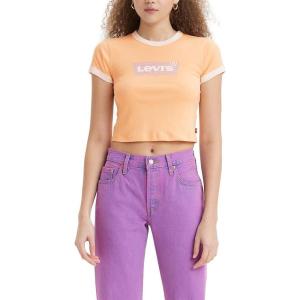 Levi’s Women’s Perfect Graphic Tee Shirt(Harper Geo Batwing Almond Cream)