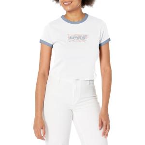 Levi’s Women’s Perfect Graphic Tee Shirt(Harper Geo Batwing Bright White)