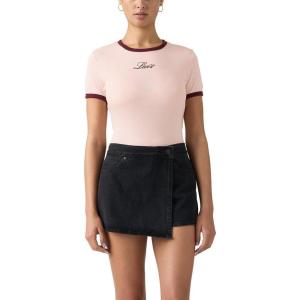 Levi’s Women’s Perfect Graphic Tee Shirt((New) Cursive Crystal Pink/Tawny Port)