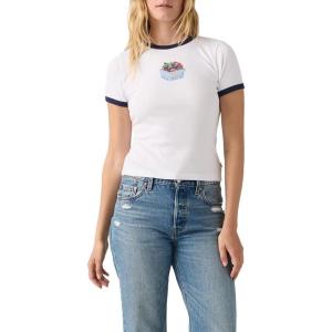 Levi’s Women’s Perfect Graphic Tee Shirt((New) Fresh Berries Bright White)