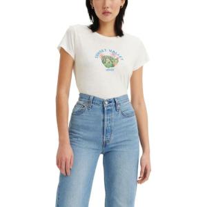 Levi’s Women’s Perfect Graphic Tee Shirt((New) Sunset Valley Cloud Dancer)