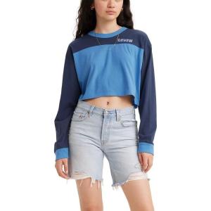 Levi’s Women’s Perfect Graphic Tee Shirt((New) Vallarta Blue/Total Eclipse Graphic)