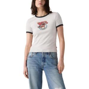 Levi’s Women’s Perfect Graphic Tee Shirt(Saddle Up Horse Starstruck Heather)