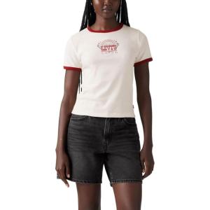 Levi’s Women’s Perfect Graphic Tee Shirt(Sugar Swizzle/Sundried Tomato)