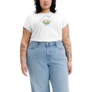 Levi’s Women’s Perfect Graphic Tee Shirt(Sunset Valley Cloud Dancer)