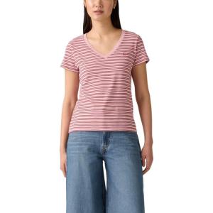 Levi’s Women’s Perfect V-Neck T-Shirt(Clara Stripe Zephyr)